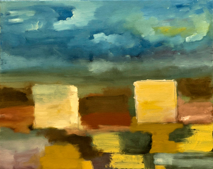 abstract expressionist painting of a landscape